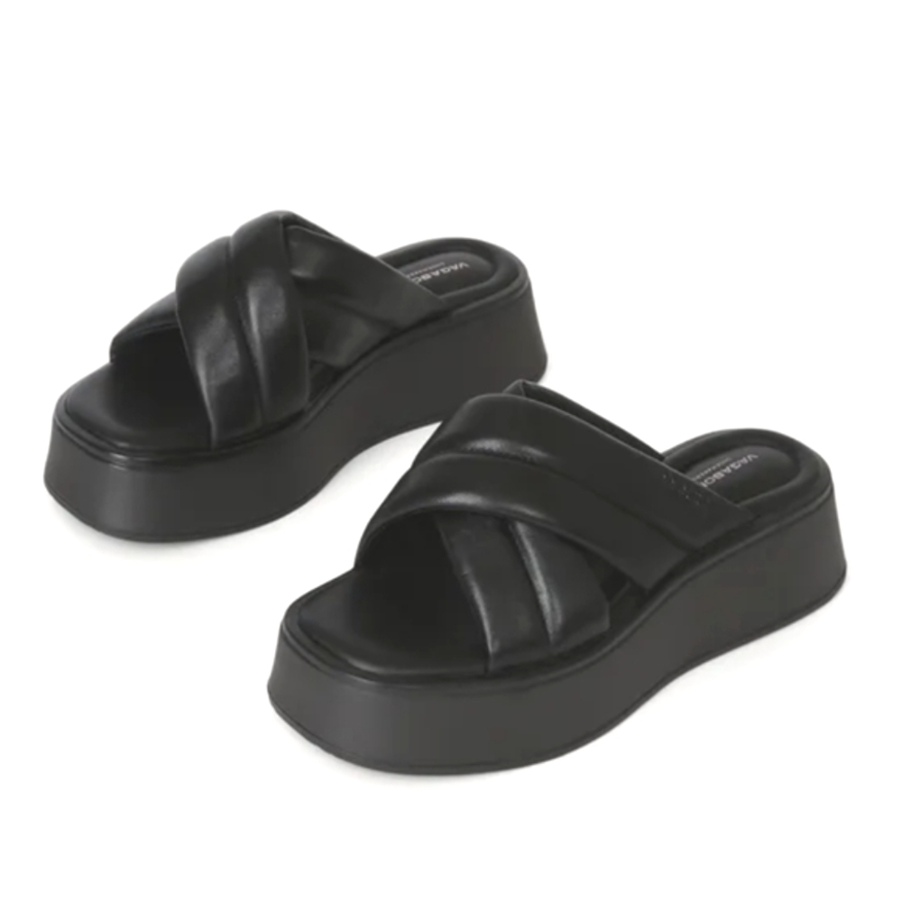 Vagabond Black Platform Slide Sandals